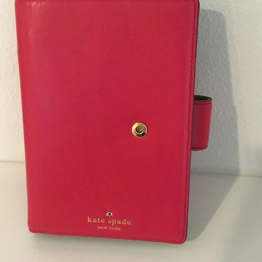 New kate spade Hot Pink Leather Planner with Snap Closure